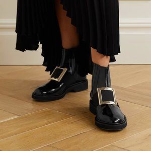 Viv' Rangers Metal Buckle Chelsea Booties in Leather